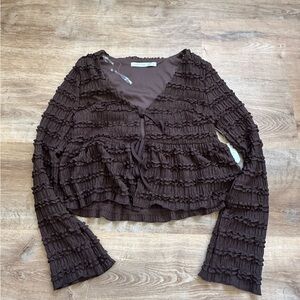 NEW Altar’d State Brown Textured Long Sleeve Top small